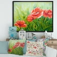 thumbnail image 2 of Designart 'Red Blossoming Poppies Over Wild Green III' Traditional Framed Canvas Wall Art Print, 2 of 5