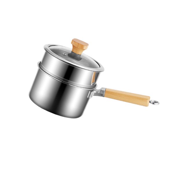 Cacerola con tapa Cacerola de acero inoxidable Olla para leche Olla de mango largo Olla para cocinar Olla para sopa para hoteles Senderismo Interior y 16 cm
