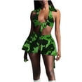 thumbnail image 2 of Traje de baño de 2 piezas para mujer, trajes de baño para mujer, traje de baño casual de estilo playero estampado de moda para mujer, conjunto de traje de baño de tres piezas con abertura para mujer,, 2 of 5