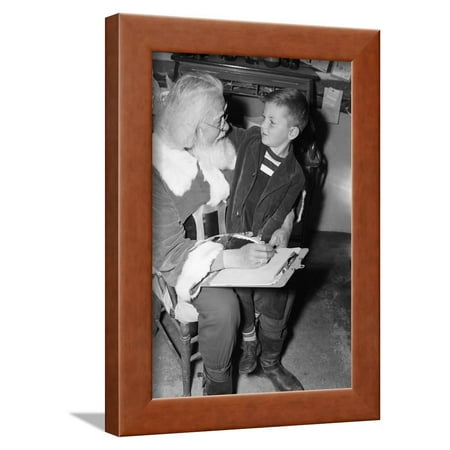 Original Lap Frame - Boy Seated on Santa's Lap Framed Print Wall Art By Philip Gendreau
