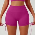 thumbnail image 4 of felwors Women Ruched Drawstring Side Biker Shorts High Waisted Sexy Cutout Yoga Gym Dance Party Clubwear Athletic Booty Shorts Purple for Size S, 4 of 5