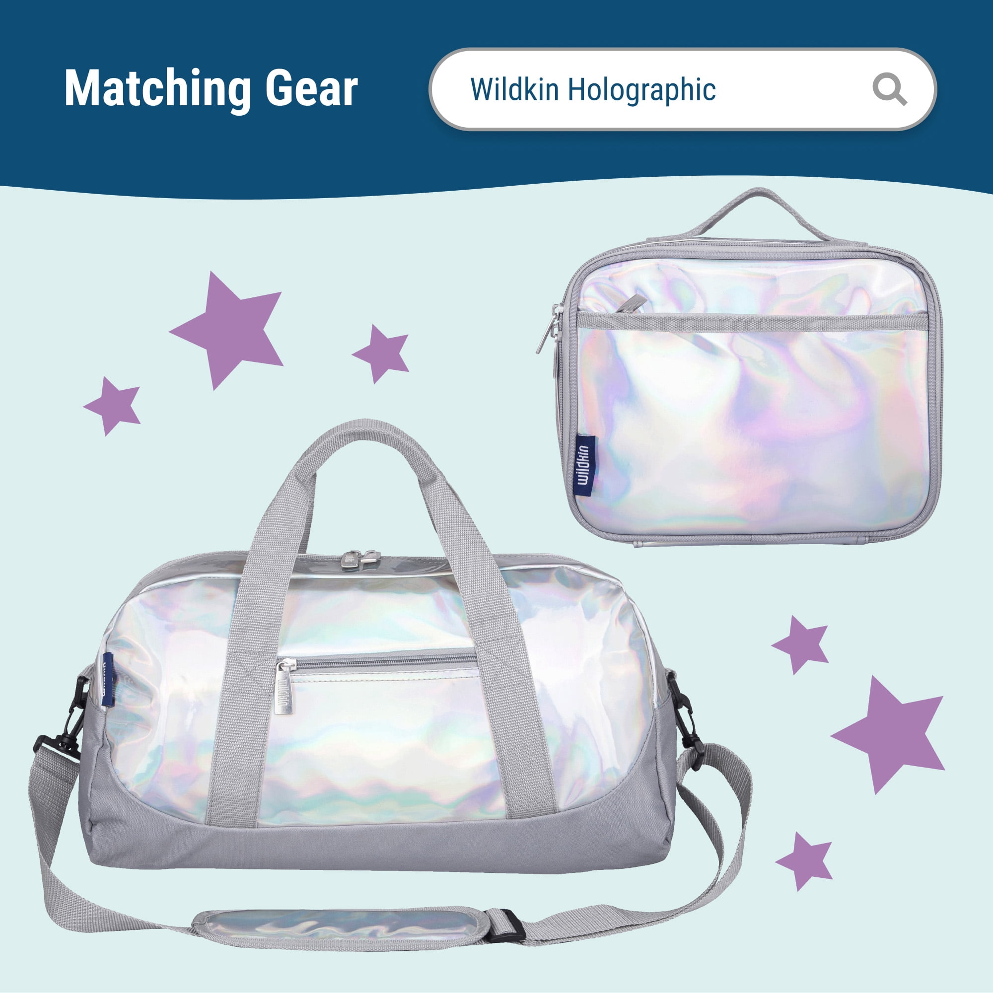 Wildkin Kids 17 Inch Backpack for Boys and Girls, Perfect for School and Travel (Holographic Silver)