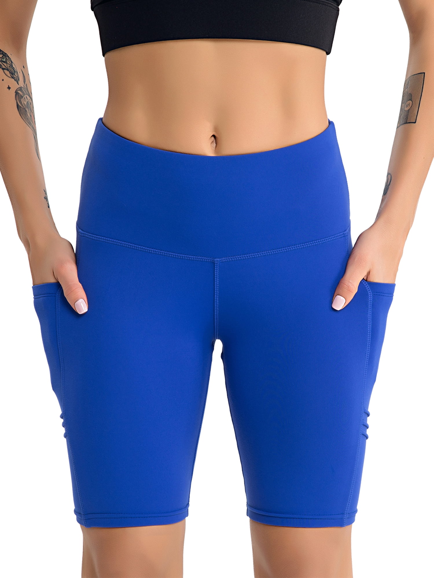 3AXE Womens 8 Yoga Shorts for Women High Waist Tummy Control Girls Workout Running Uniform Pants Side Pockets