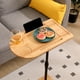 thumbnail image 5 of Mesa auxiliar de bambú natural con bandeja para sofá, mesa auxiliar de bambú ajustable en altura para sofá, mesas auxiliares ovaladas en forma de C con ranuras para cama y sillas en la sala de estar, 5 of 7