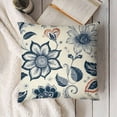 thumbnail image 3 of SHANXI Floral Pillow Covers Blue line Flower Decorative White Throw Pillows Pillowcase Decor for Outdoor Couch Chair Home Couch 24x24in, 3 of 5