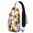 thumbnail image 1 of Retro Sunflower Graphic Sling Bag with Adjustable Strap, Multiple Compartments, Lightweight Durable Crossbody Backpack for Daily Commuting, Gym, Travel, 1 of 6