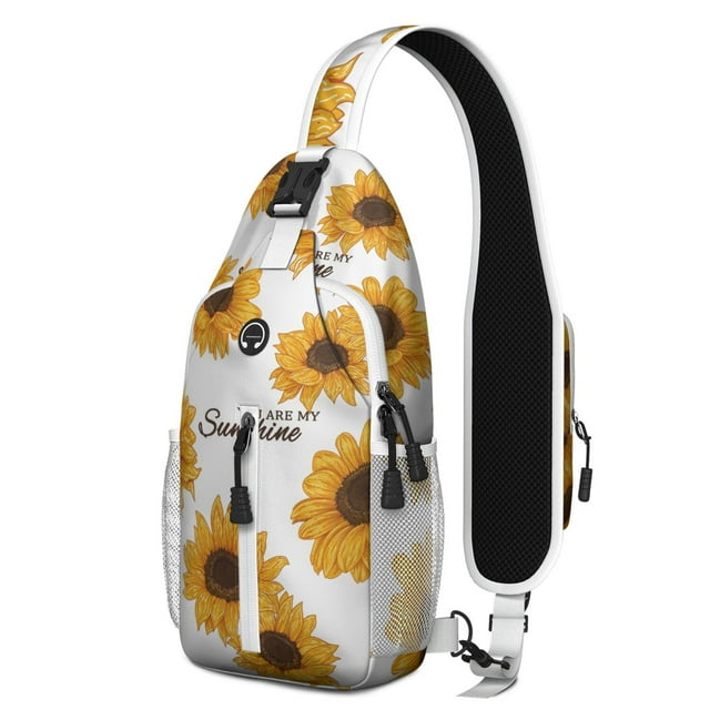 Retro Sunflower Graphic Sling Bag with Adjustable Strap, Multiple Compartments, Lightweight Durable Crossbody Backpack for Daily Commuting, Gym, Travel