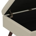 thumbnail image 3 of Owen 34 inch Wide Mid-Century Modern Coffee Table Storage Ottoman in Natural Linen Look Fabric, 3 of 8
