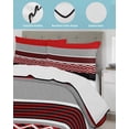 thumbnail image 4 of Quilts Queen Size Bedding Set, Red Black Grey Stripes Lightweight Quilted Comforter, Abstract Lines Geometric Modern Soft Reversible Bedspread Coverlet with Pillow Covers for All Season, 90" x 96", 4 of 7