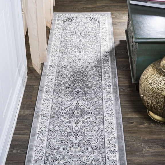 JONATHAN Y MODERN PERSIAN 2 x 10 Runner Rug, Palmette Floral - Gray/Ivory, MDP503A-210