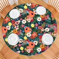 thumbnail image 2 of Pioneer Flower Floral Print Pattern Round Fitted Tablecloth with Elastic Edge,Dining Table Cover Waterproof,Outdoor Round Tablecloth for Camping,Dining,Indoor and Outdoor, 2 of 7
