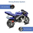 thumbnail image 7 of FRP 2 Stroke Pocket Bike 02, Mini Bike for Kids Max Weight 165 LB, Streamline Style Mini Pocket Bike W/ Strong Dual Brakes, Racing Pocket Rocket Max Speed 20 Mph, Blue, 7 of 7