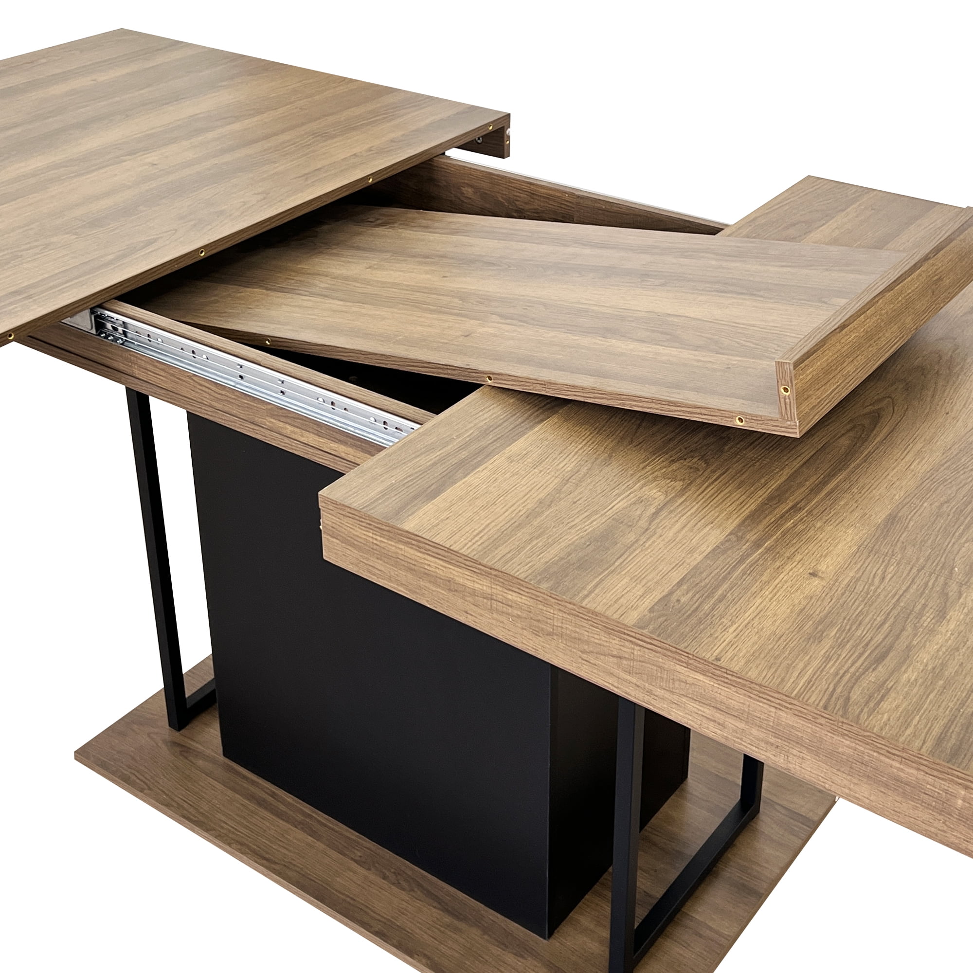 Aukfa Rectangular Dining Room Table for 6-10, Extendable Kitchen Tables for Living Dining Room, Black Brown