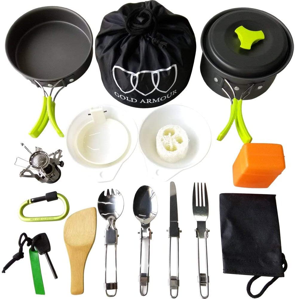 Comes with Nylon Storage Bag Lightweight Durable and Compact for Outdoor Cooking Fits easily inside Backpack Camping Cookware Mess Kit Set for Backpacking and Hiking