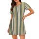 thumbnail image 1 of Disketp Colourful stripes para Camisón Corto de Manga Corta para Mujeres, Camisón Cómodo con Escote Redondo, Bonito y Confortable, 1 of 6