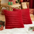 thumbnail image 6 of Luoshdecor Throw Velvet Pillow Covers，Faux Fur Stripe Square Throw Pillow Covers for Christmas Sofa Bed Living Room Decorations 18x18 in, 6 of 6