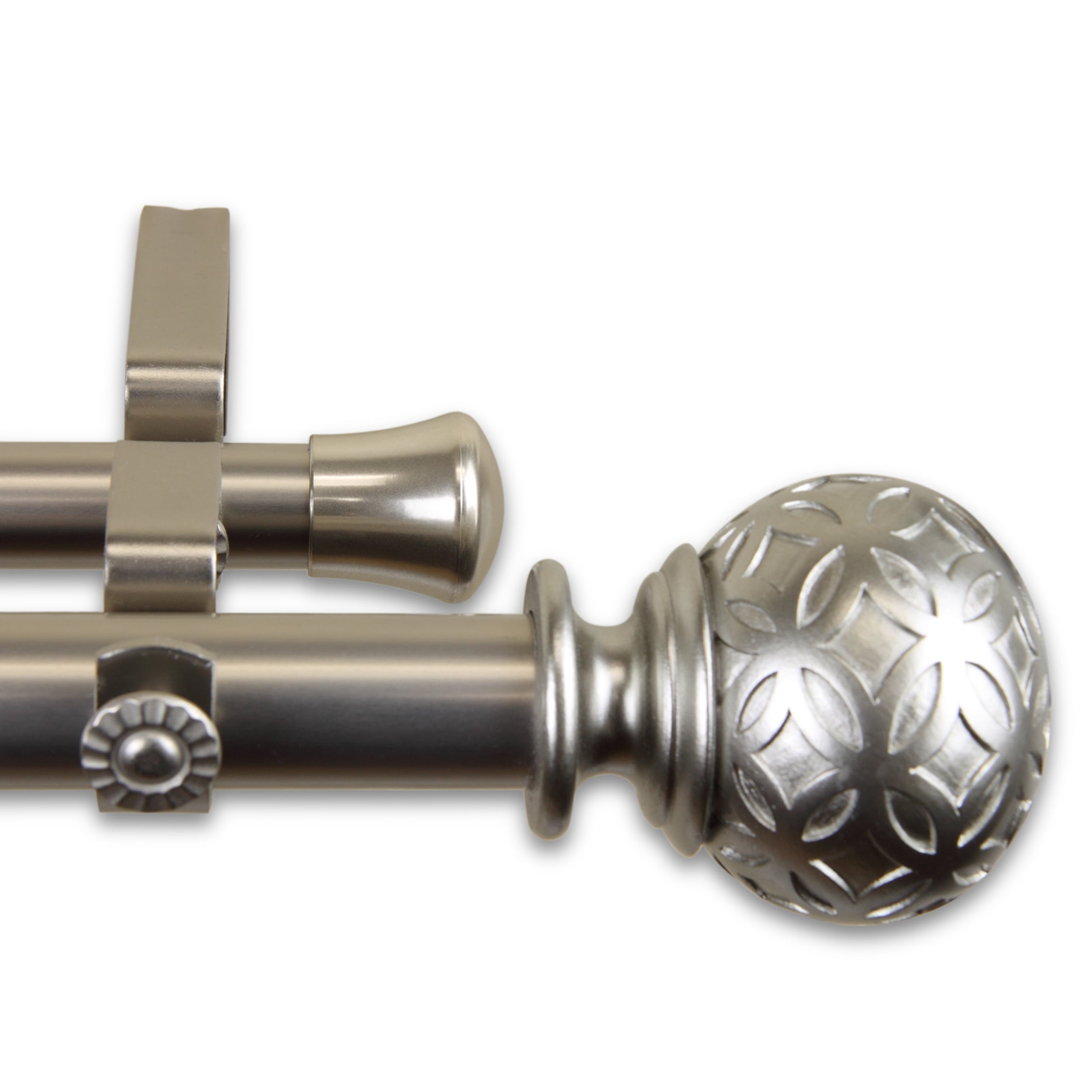 Plaid 1" Double Curtain Rod 120-170 inch - Satin Nickel