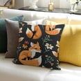 thumbnail image 3 of BCIIG   Kids Cute Fox Throw Pillow Covers Boys Girls  Cartoon Fox Pillow Covers Floral Grass Cushion Covers Jungle Woodland Animal Decorative Pillow Covers Bedroom Decor Black Orange 18x18in, 3 of 5