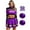 Purple, variant on TiaoBug Women Cheerleading Dance Outfit Long Sleeve Mock Neck Crop Top with Pleated Skirt 5Pcs Set Purple XXL