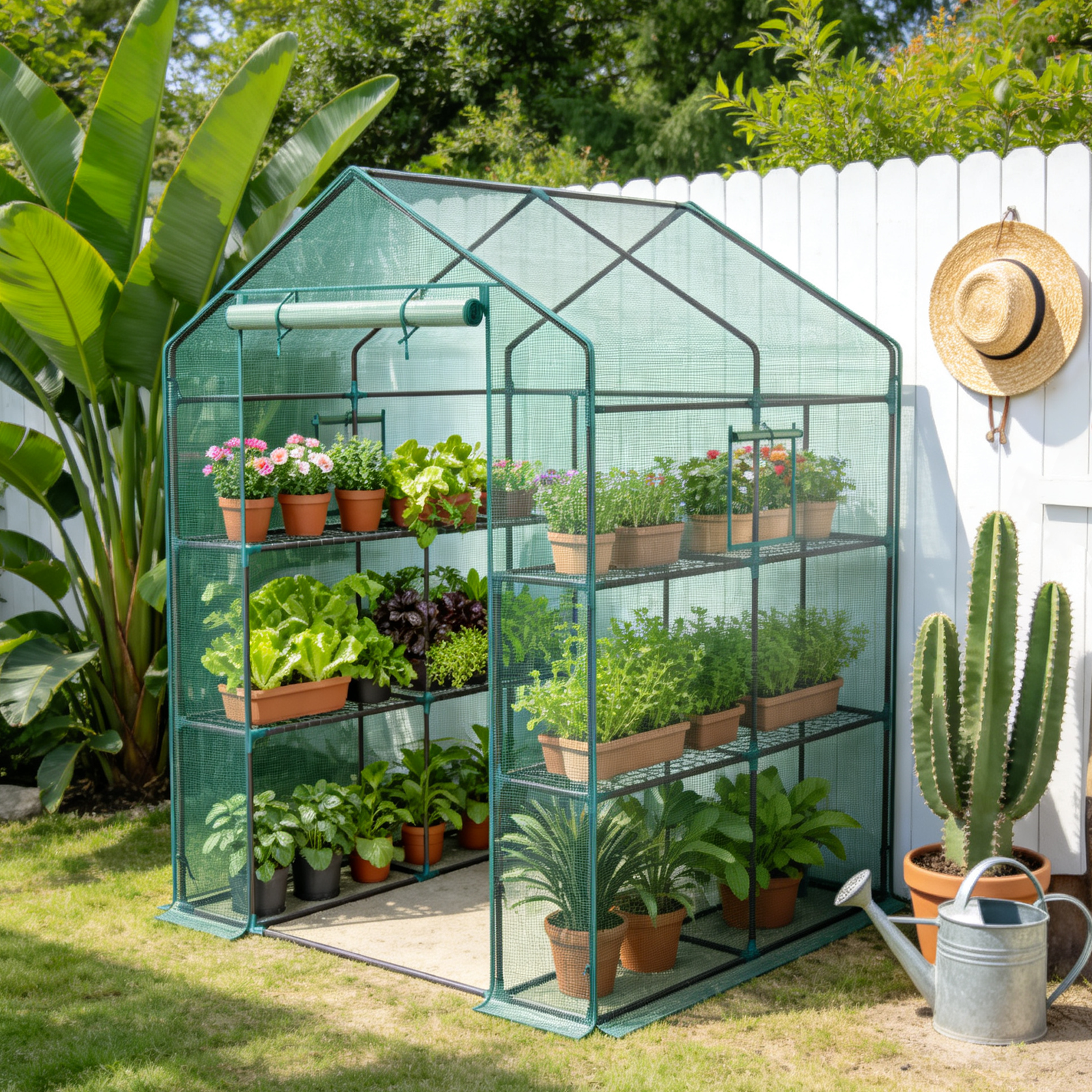 Gymax Portable Walk-in Greenhouse for Home & Backyard, 56''x56