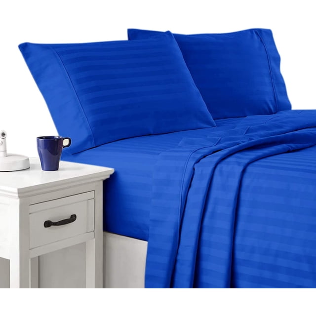 300 Thread Count 100% Egyptian Cotton 3-Piece Flat Sheet (1 Flat Sheet + 2 Pillow Covers) Stripe Pattern