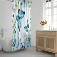 thumbnail image 2 of Blue Hydrangeas Shower Curtain 72 x 72 Inch, Spring Floral Daisy Shower Curtain Butterfly Shower Curtain Bathroom Decor, Polyester Fabric Waterproof with Hooks, 2 of 6