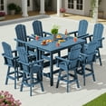 thumbnail image 3 of SERWALL HDPE Outdoor Swivel Bar Chairs Set of 2, Bar Height Adirondack Barstools, All Weather Pub Bar Chair, Blue, 3 of 4