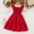 thumbnail image 6 of Girls Smocked Dresses Size 8 Cute Ruffle Sleeve Summer Floral Tiered Dress Aline Casual Beach Vacation Outfits Red, 11 Years, 6 of 6