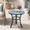 Blue White Mandala Mosaic, variant on 14 inch Side Table, Round Iron Top End Table, Indoor Outdoor Accent Table, Blue & White Checkered Mosaic