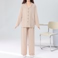 thumbnail image 6 of Yuzhih Pajama Sets for Women Two Piece Sleepwear Casual Lapel Long Sleeve Top and Pants Button Loungewear Sets with Pockets, 6 of 7