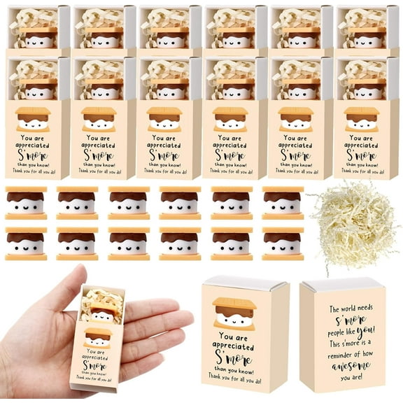 Natonhi 12 Sets S'more Appreciation Gifts Bulk Marshmallow with Box Party Favors Christmas Thank You Gift Rewards for Teacher Employee Nurse Coworkers Staff Team Office Home Decor