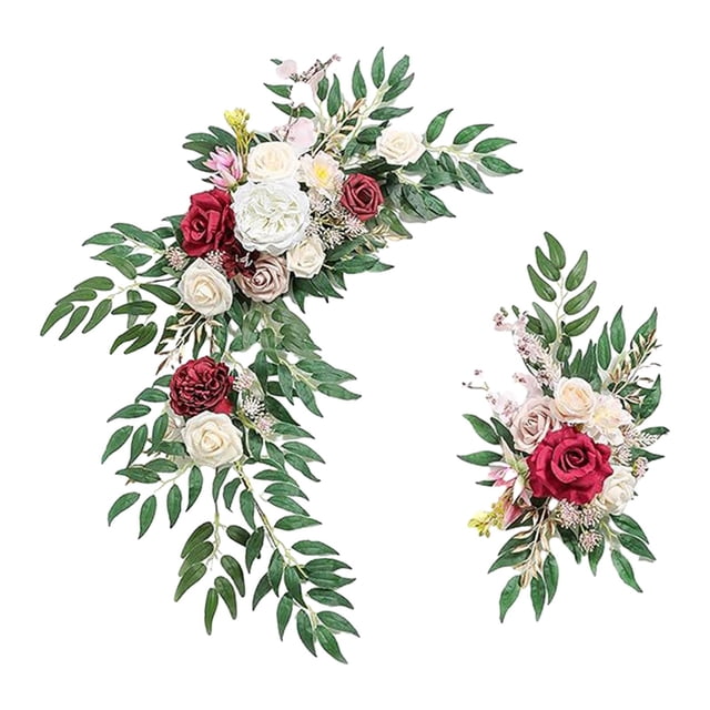 Arco de boda con flores, centro de mesa colgante rústico, guirnalda, letrero de bienvenida, guirnalda floral Estilo D