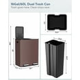 thumbnail image 3 of Arlopu 16 Gal Dual Kitchen Trash Can w/2 Built-in Box for Odor Contro Recycle Waste Dustbin Soft-Close Lid, 3 of 10