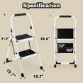 thumbnail image 2 of 2 Step Ladder, Folding Step Stool with Anti-Slip and Wide Pedal, Lightweight Stepladder with Handrails, Portable for Kitchen, Household, 330LBS, White, 2 of 9