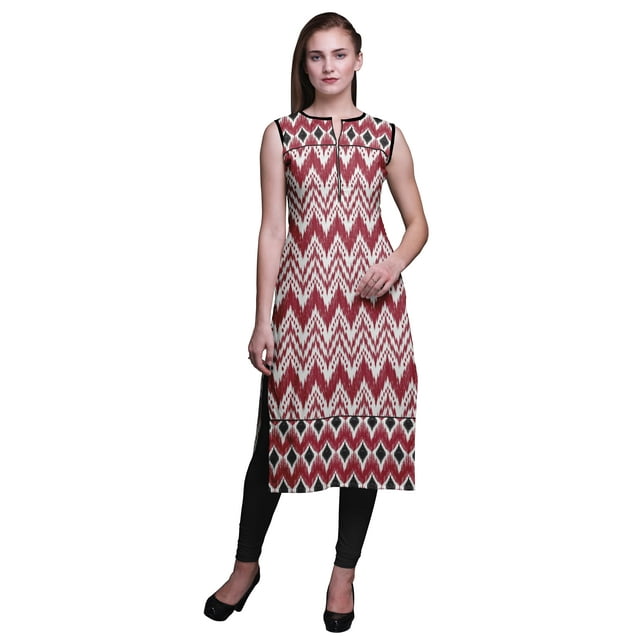 Bimba Tunique Droite pour Femmes Imprimée Sans Manches Kurti Décontractée Grande Taille