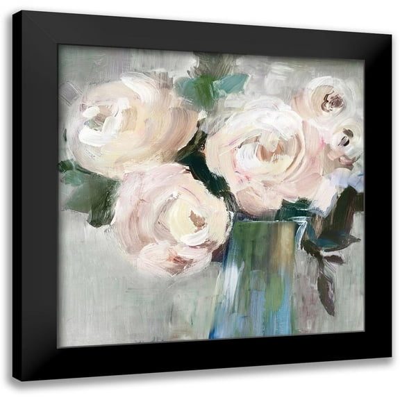 LeraÂ  12x12 Black Modern Framed Museum Art Print Titled - Pale Pink Bouquet II