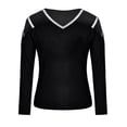 thumbnail image 3 of DYMADE Womens Cold Shoulder Long Sleeve Classic Pullover T-Shirt, 3 of 4