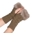 thumbnail image 6 of Ruanlalo Gloves,1 Pair Knitted Gloves Fingerless Plush Splicing Elastic Comfortable Anti-fade Daily Wear Safe Half-finger Computer Gloves Autumn Accessories, 6 of 6