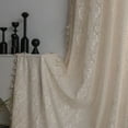 thumbnail image 2 of Crochet Lace Window Curtain Panel with Tassels Semi Sheer Hollow Curtains for Bedroom Living Room, 1 Pane Rod Pocketl, 2 of 7