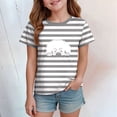 thumbnail image 2 of Toddler Girls Short Sleeve Grid/StripeT Shirts Kids Summer 0-24 Months girls daily wear clothing 2t 3t 4t 5t 6t 7t Oversized Tops Trendy Crewneck Basic Tees Gibobby,8-9 Years,Grey, 2 of 4