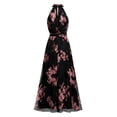 thumbnail image 7 of BODOAO Maxi Dresses for Women Floral Halter Neck Sleeveless Chiffon Pleated Long Dress, Flowy Summer Wedding Guest Outfit for Beach Vacation and Special Events Black L, 7 of 7