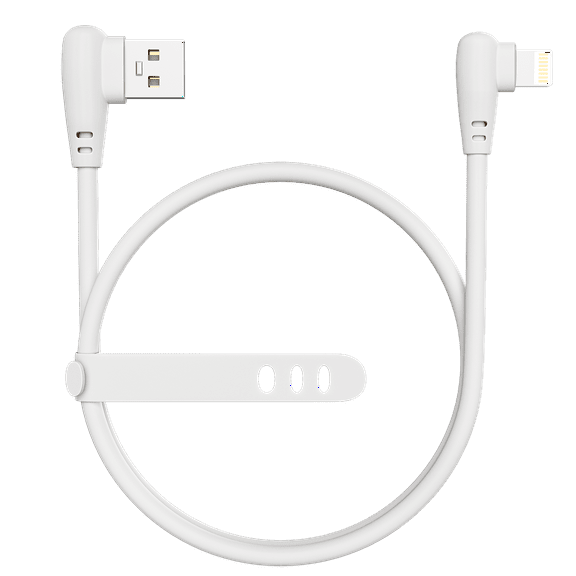 ACE 90 Degree Right Angle Lightning Charger (3FT) TPU Data Cable for 12/12 Pro/11/Pro/Xs/Max/XR/X /8 Plus /7/7 Plus/6/6s/6 Plus(White)