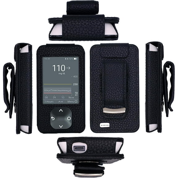 Premium Holster (with Belt Clip/Metal Loop/Lanyard/Carabiner) for Dexcom G7 (Black)