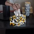 thumbnail image 4 of ZUXONGSY Cow Print Sunflower Tissue Box Cover PU Leather Household Tissue Holder with Buttons Stylish Leather Box Easy to Install Facial Paper Organizer for Home Bathroom Car, 4 of 7