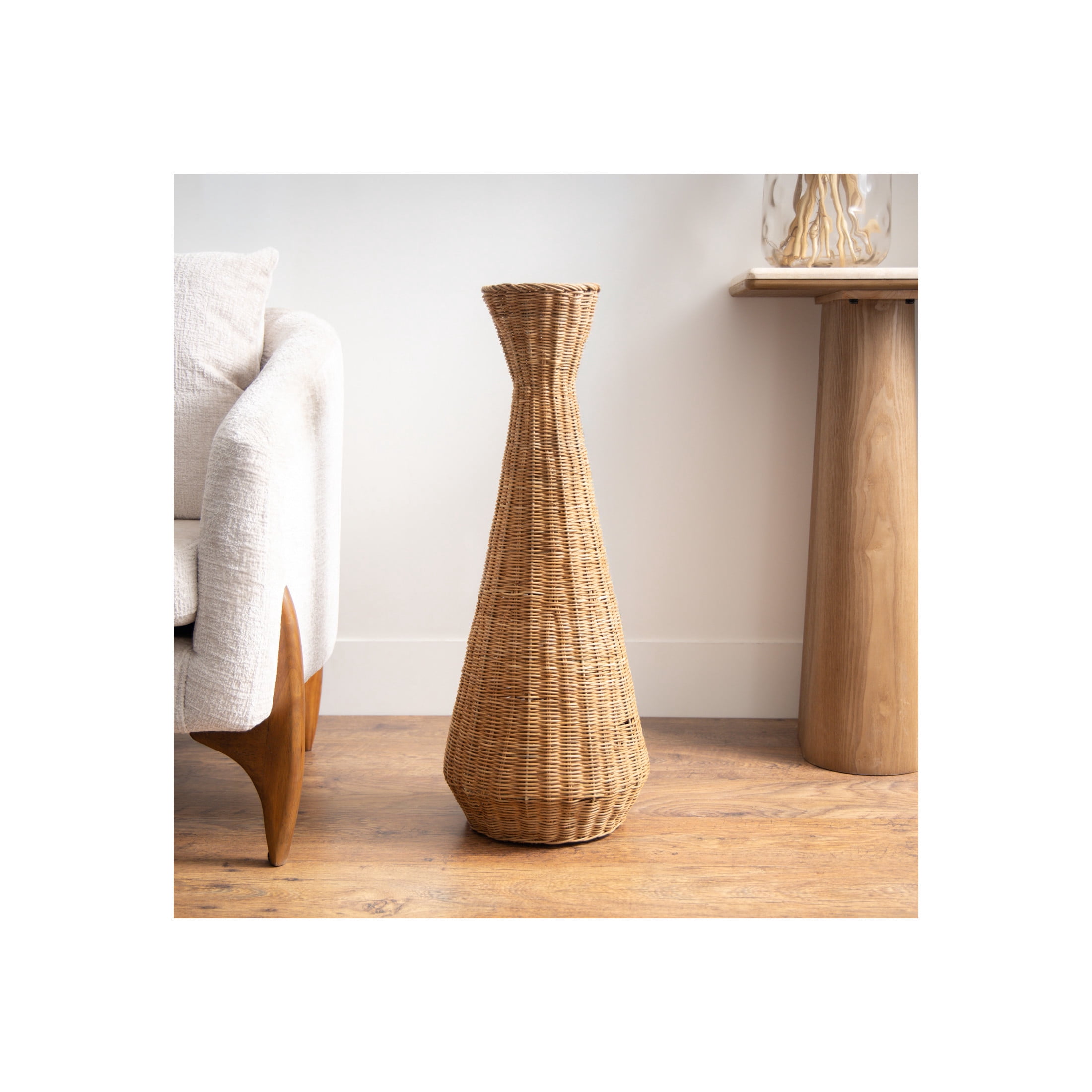 DecMode 30" Handmade Wrapped Brown Seagrass Vase