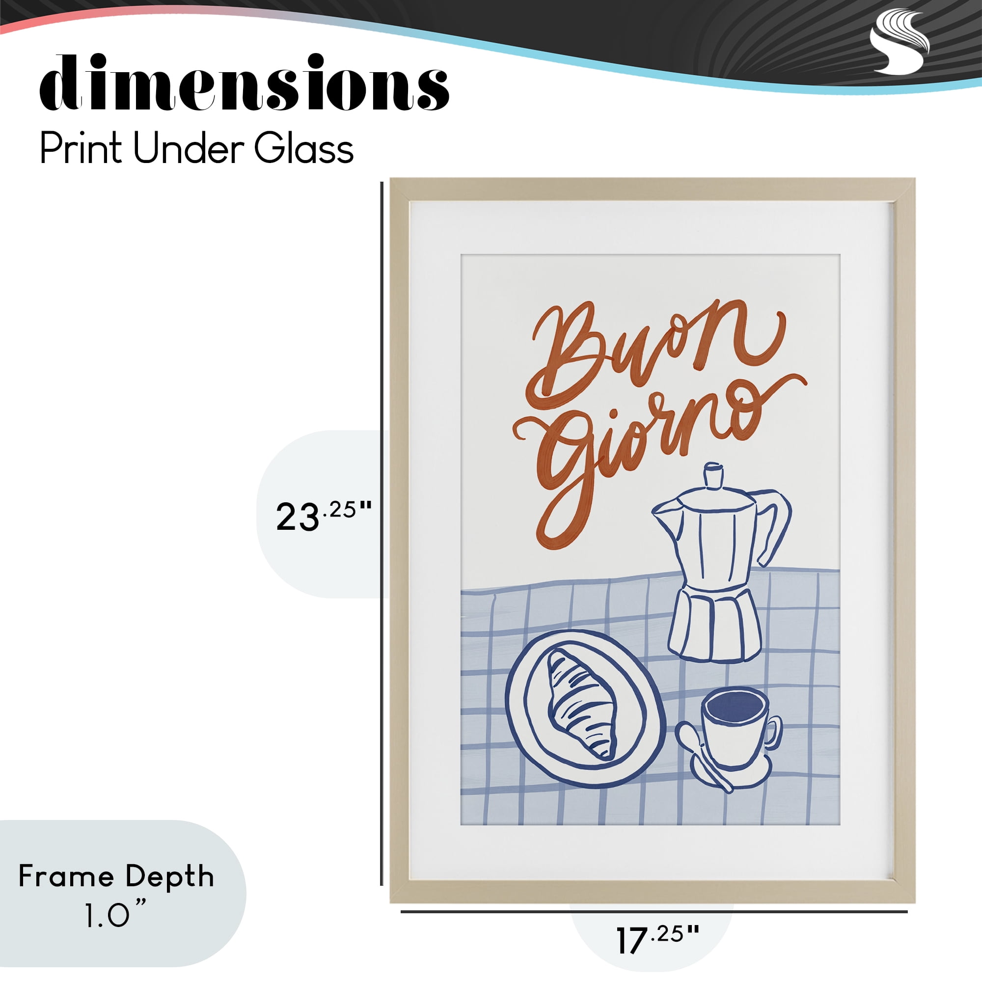 Stupell Industries Buon Giorno Breakfast Espresso Birch Framed Print Under Glass, design by Amanda Houston