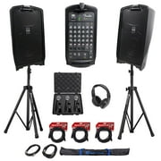FENDER PASSPORT EVENT 8" Bluetooth PA DJ Speakers w/Mixer+Stands+Mics+Headphones