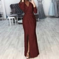 thumbnail image 1 of AMERTEER Femmes Profond V Cou Paillettes Robe avec Fente à Manches Longues Club Partie Robe de Soirée pour les Femmes Dame Nouveau, 1 of 8