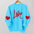 thumbnail image 3 of JTZGDY Love Heart Sweatshirts for Women Cute Valentines Day Long Sleeve Crewneck Pullover Tops Trendy Cozy Graphic Holiday T-Shirts Light Blue L, 3 of 6