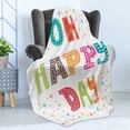 thumbnail image 4 of Wording Soft Flannel Fleece Throw Blanket, Doodle Colorful Typography Oh Happy Day Words with Dots and Snowflake Images, Cozy Plush for Indoor and Outdoor Use, 60" x 80", Multicolor, by Ambesonne, 4 of 5
